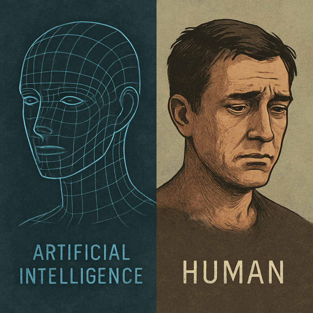 AI düşünce yükünü üstlenirken donup kalan geliştirici illüstrasyonu